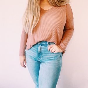 Wild Fable Dolman Ribbed Mauve Long Sleep Top Small